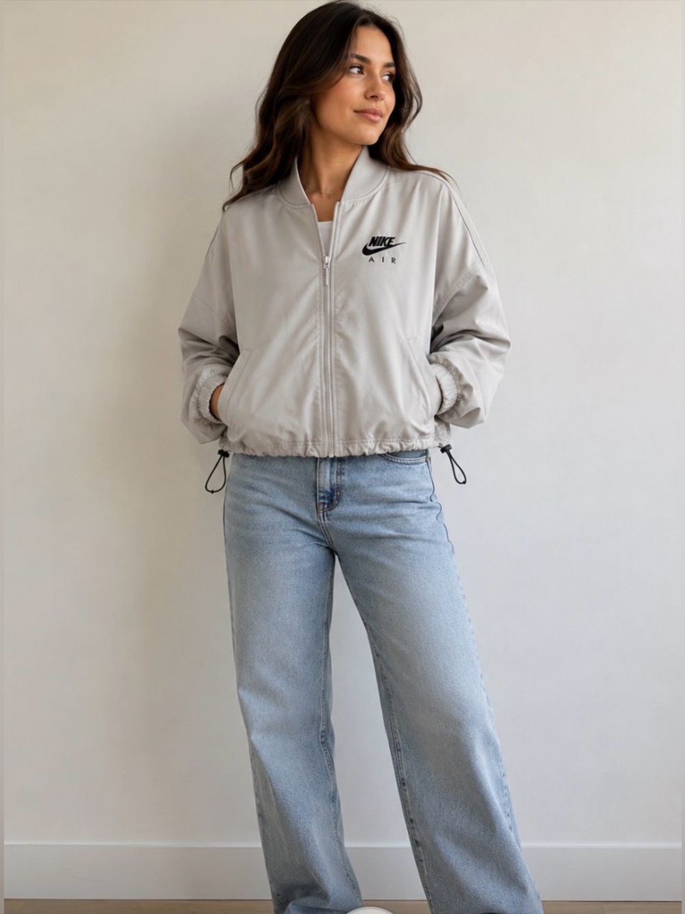 Nike Air  Beige Satin Jacket